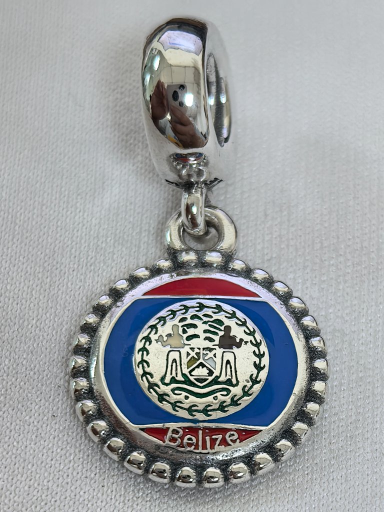 Pandora Belize Flag Exclusive Dangle Charm Pendant, S925 Silver Jewelry
